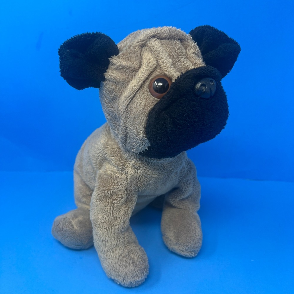Aurora People Pals Pug Puppy Dog Plush Tan Black Stuffed Animal‎ Toy 90's